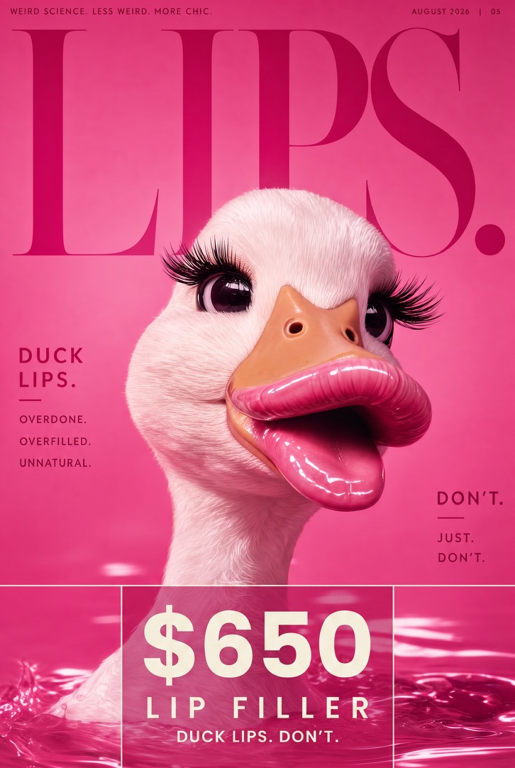 Lips magazine cover: $650 lip filler special, duck lips don't